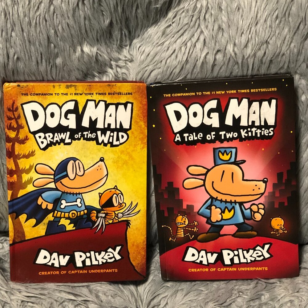 Dog Man Hardcover Books Dav Pilkey Graphic Novel Set Series Scholastic Lot of 2